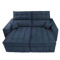 Sofá Retrátil e Reclinável 1,80m Molas Ensacadas e Costura Tripla Cama inBox Nobre Suede Azul - 5