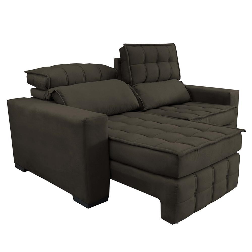 Sofá Retrátil e Reclinável 2,00m Molas Ensacadas e Costura Tripla Cama inBox Nobre Suede Café - 7