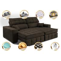 Sofá Retrátil e Reclinável 2,00m Molas Ensacadas e Costura Tripla Cama inBox Nobre Suede Café - 3
