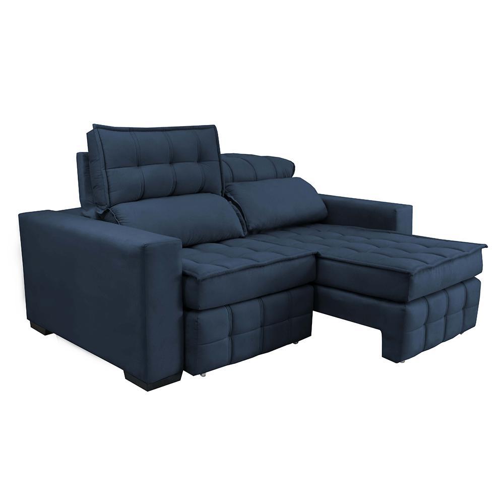 Sofá Retrátil e Reclinável 2,00m Molas Ensacadas e Costura Tripla Cama inBox Nobre Suede Azul - 8