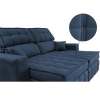 Sofá Retrátil e Reclinável 2,00m Molas Ensacadas e Costura Tripla Cama inBox Nobre Suede Azul