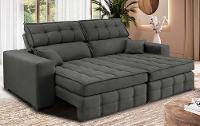 Sofá Retrátil e Reclinável 2,00m Molas Ensacadas e Costura Tripla Cama inBox Nobre Suede Cinza - 1