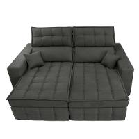 Sofá Retrátil e Reclinável 2,00m Molas Ensacadas e Costura Tripla Cama inBox Nobre Suede Cinza - 5