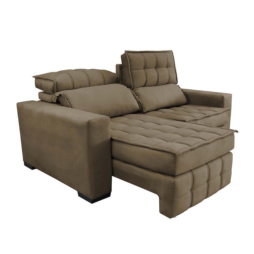 Sofá Retrátil e Reclinável 2,00m Molas Ensacadas e Costura Tripla Cama inBox Nobre Suede Castor - 7