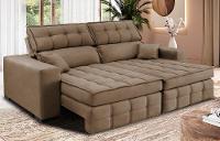 Sofá Retrátil e Reclinável 2,00m Molas Ensacadas e Costura Tripla Cama inBox Nobre Suede Castor - 1