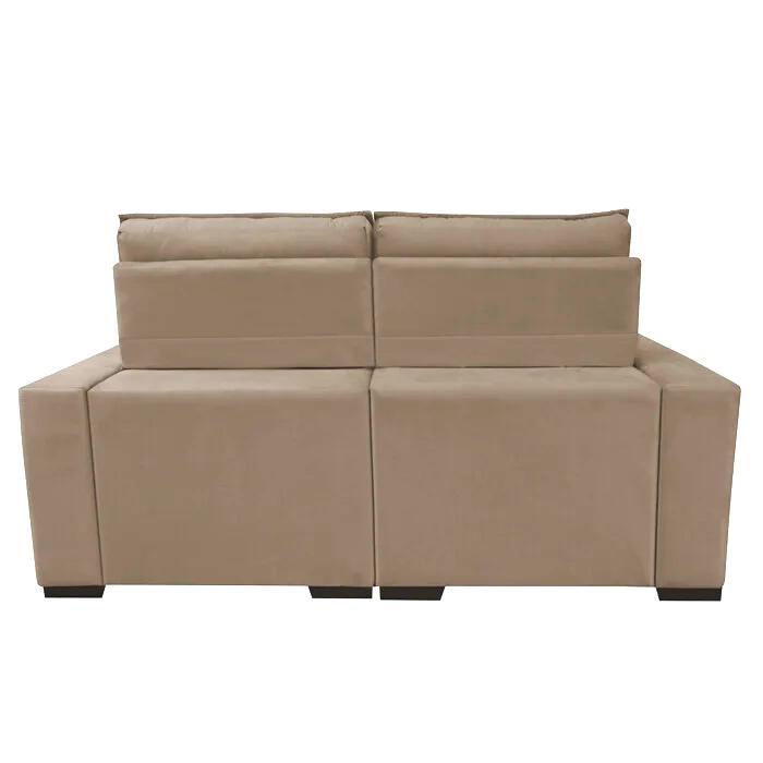 Sofá Retrátil e Reclinável 1,80m Molas Ensacadas e Costura Tripla Cama inBox Japão Velusoft Bege - 6