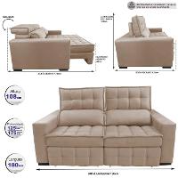 Sofá Retrátil e Reclinável 1,80m Molas Ensacadas e Costura Tripla Cama inBox Japão Velusoft Bege - 2