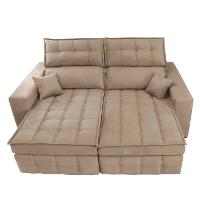 Sofá Retrátil e Reclinável 1,80m Molas Ensacadas e Costura Tripla Cama inBox Japão Velusoft Bege - 5