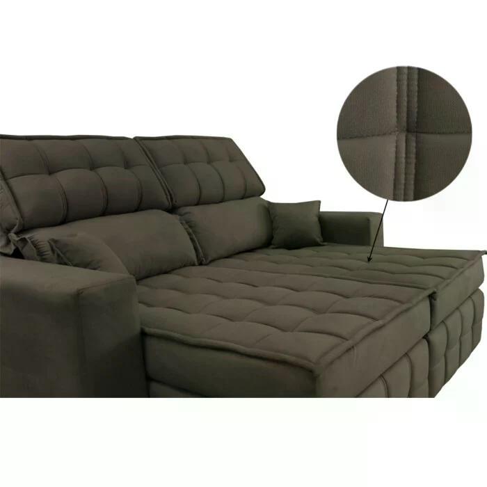 Sofá Retrátil e Reclinável 1,80m Molas Ensacadas e Costura Tripla Cama inBox Japão Velusoft Café - 4