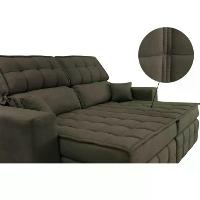 Sofá Retrátil e Reclinável 1,80m Molas Ensacadas e Costura Tripla Cama inBox Japão Velusoft Café