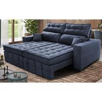 Sofá Retrátil e Reclinável 1,80m Molas Ensacadas e Costura Tripla Cama inBox Japão Velusoft Azul - 1