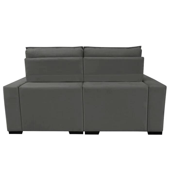 Sofá Retrátil e Reclinável 1,80m Molas Ensacadas e Costura Tripla Cama inBox Japão Velusoft Cinza - 6