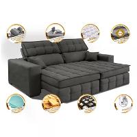 Sofá Retrátil e Reclinável 1,80m Molas Ensacadas e Costura Tripla Cama inBox Japão Velusoft Cinza - 3