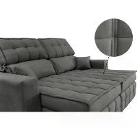 Sofá Retrátil e Reclinável 1,80m Molas Ensacadas e Costura Tripla Cama inBox Japão Velusoft Cinza