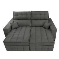 Sofá Retrátil e Reclinável 1,80m Molas Ensacadas e Costura Tripla Cama inBox Japão Velusoft Cinza - 5