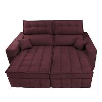 Sofá Retrátil e Reclinável 1,80m Molas Ensacadas e Costura Tripla Cama inBox Japão Velusoft Vinho - 5