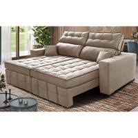 Sofá Retrátil e Reclinável 2,00m Molas Ensacadas e Costura Tripla Cama inBox Japão Velusoft Bege - 1