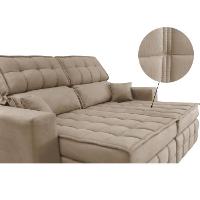 Sofá Retrátil e Reclinável 2,00m Molas Ensacadas e Costura Tripla Cama inBox Japão Velusoft Bege