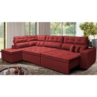 Sofá de Canto Retrátil e Reclinável Esquerdo 3,00x2,36m Molas Cama inBox Espanha Velusoft Vermelho - 1