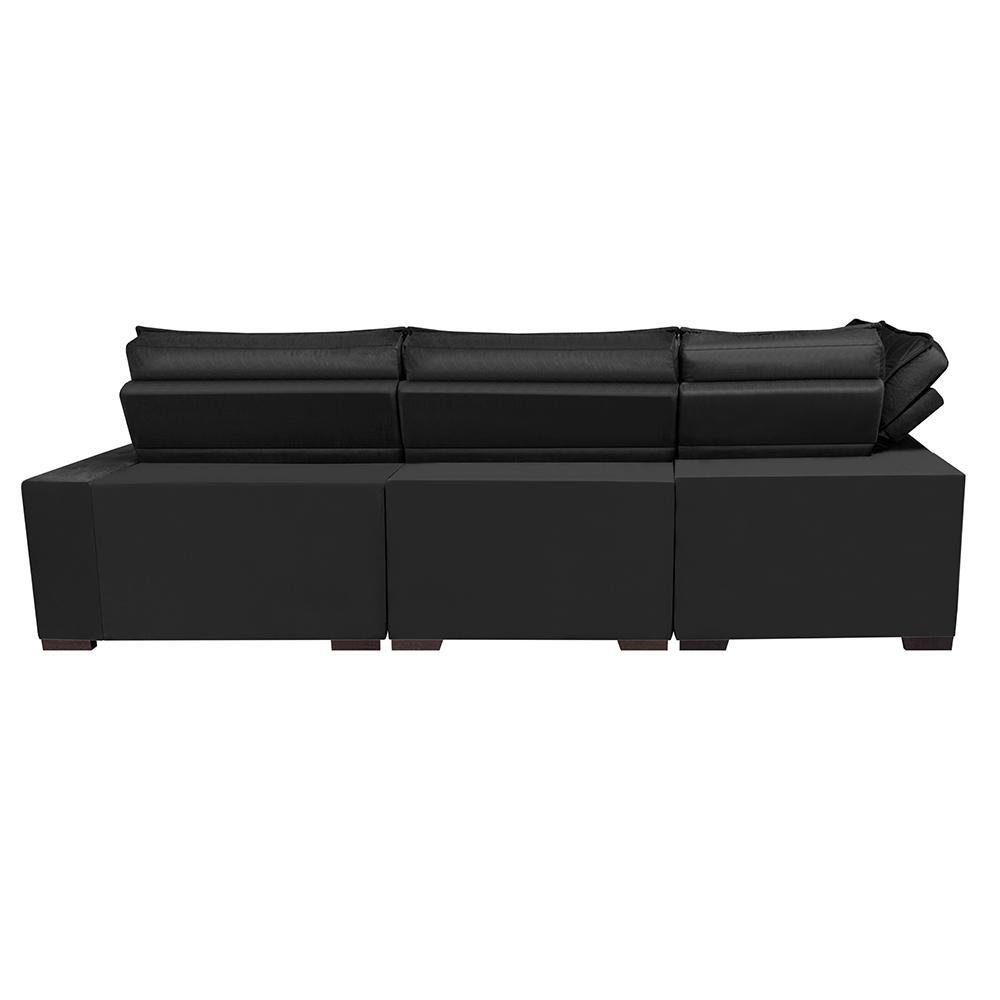Sofá de Canto Retrátil e Reclinável Esquerdo 3,00x2,36m Molas Cama inBox Espanha Velusoft Preto - 6