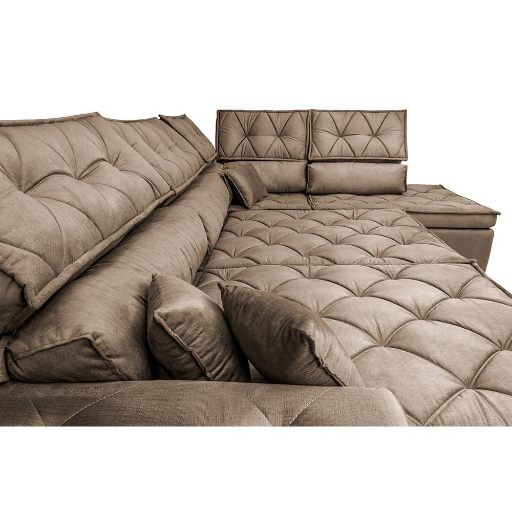 Sofá de Canto Retrátil e Reclinável Direito 3,40x2,36m Molas Cama inBox Espanha Velusoft Castor - 4