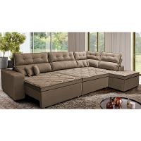 Sofá de Canto Retrátil e Reclinável Direito 3,40x2,36m Molas Cama inBox Espanha Velusoft Castor - 1