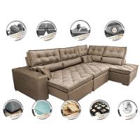 Sofá de Canto Retrátil e Reclinável Direito 3,40x2,36m Molas Cama inBox Espanha Velusoft Castor - 3