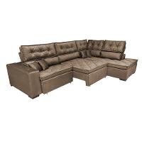 Sofá de Canto Retrátil e Reclinável Direito 3,40x2,36m Molas Cama inBox Espanha Velusoft Castor - 8