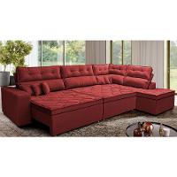 Sofá de Canto Retrátil e Reclinável Direito 3,40x2,36m Molas Cama inBox Espanha Velusoft Vermelho - 1