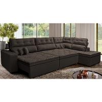 Sofá de Canto Retrátil e Reclinável Direito 3,40x2,36m Molas Cama inBox Espanha Velusoft Café - 1