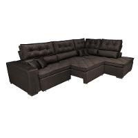 Sofá de Canto Retrátil e Reclinável Direito 3,40x2,36m Molas Cama inBox Espanha Velusoft Café - 8