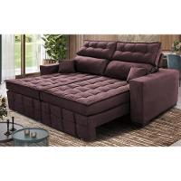 Sofá Retrátil e Reclinável 2,00m Molas Ensacadas e Costura Tripla Cama inBox Japão Velusoft Vinho - 1