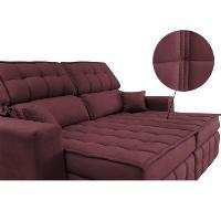Sofá Retrátil e Reclinável 2,00m Molas Ensacadas e Costura Tripla Cama inBox Japão Velusoft Vinho