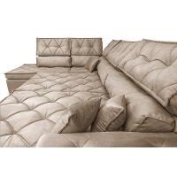 Sofá de Canto Retrátil e Reclinável Esquerdo 3,00x2,36m Molas Cama inBox Espanha Velusoft Bege