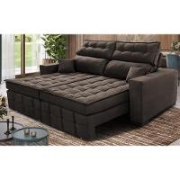 Sofá Retrátil e Reclinável 2,00m Molas Ensacadas e Costura Tripla Cama inBox Japão Velusoft Café - 1