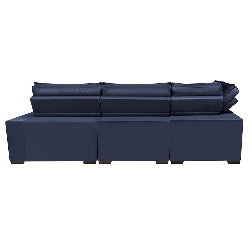 Sofá de Canto Retrátil e Reclinável Esquerdo 3,00x2,36m Molas Cama inBox Espanha Velusoft Azul - 6