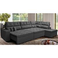 Sofá de Canto Retrátil e Reclinável Direito 3,40x2,36m Molas Cama inBox Espanha Velusoft Cinza - 1