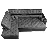 Sofá de Canto Retrátil e Reclinável Direito 3,40x2,36m Molas Cama inBox Espanha Velusoft Cinza - 5