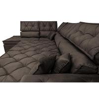 Sofá de Canto Retrátil e Reclinável Esquerdo 3,00x2,36m Molas Cama inBox Espanha Velusoft Café