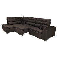 Sofá de Canto Retrátil e Reclinável Esquerdo 3,00x2,36m Molas Cama inBox Espanha Velusoft Café - 8