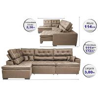 Sofá de Canto Retrátil e Reclinável Esquerdo 3,00x2,36m Molas Cama inBox Espanha Velusoft Castor - 2