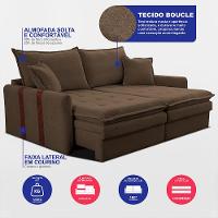 Sofá Baú Sem Caixa Retrátil 2,00m SoftGel Bonnie Boucle Marrom Cama inBox - 3
