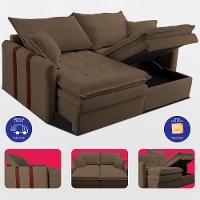 Sofá Baú Sem Caixa Retrátil 2,00m SoftGel Bonnie Boucle Marrom Cama inBox - 7