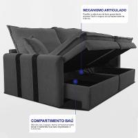 Sofá Baú Sem Caixa Retrátil 2,00m SoftGel Bonnie Boucle Cinza Escuro Cama inBox - 6