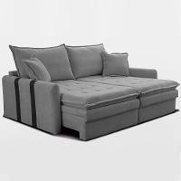 Sofá Baú Sem Caixa Retrátil 2,00m SoftGel Bonnie Boucle Cinza Claro Cama inBox - 8