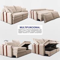 Sofá Baú Sem Caixa Retrátil 2,00m SoftGel Bonnie Boucle Bege Claro Cama inBox - 5