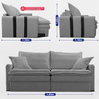 Sofá Baú Sem Caixa Retrátil 1,80m SoftGel Bonnie Boucle Cinza Claro Cama inBox