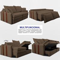 Sofá Baú Sem Caixa Retrátil 1,80m SoftGel Bonnie Boucle Marrom Cama inBox - 5