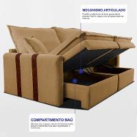 Sofá Baú Sem Caixa Retrátil 1,80m SoftGel Bonnie Boucle Caramelo Cama inBox - 6