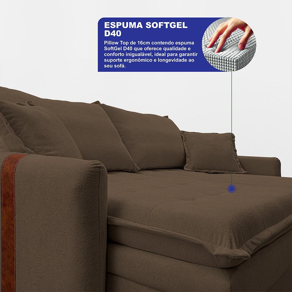 Sofá Baú Sem Caixa Retrátil 1,60m SoftGel Bonnie Boucle Marrom Cama inBox - 2